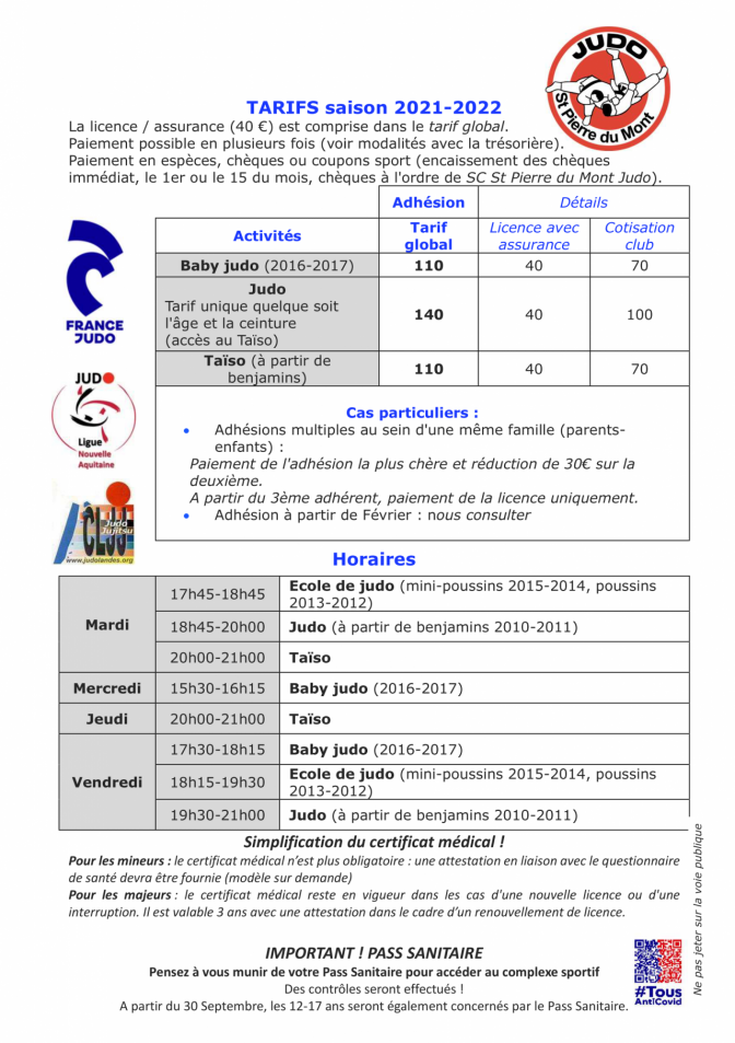 Image de l'actu 'Horaires et tarifs saison 2021-2022'