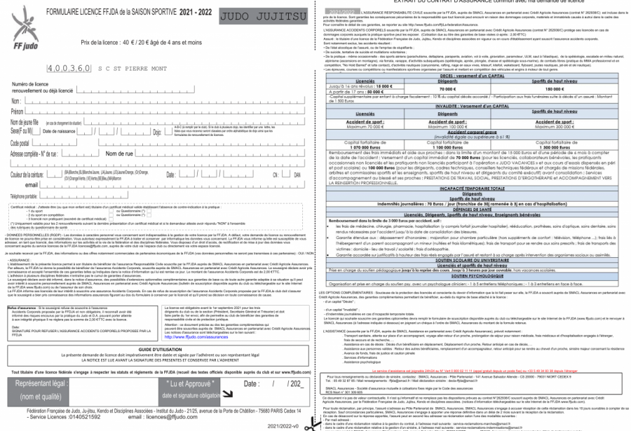 Dossier d'inscription saison 2021-2022 (fichiers à télécharger)